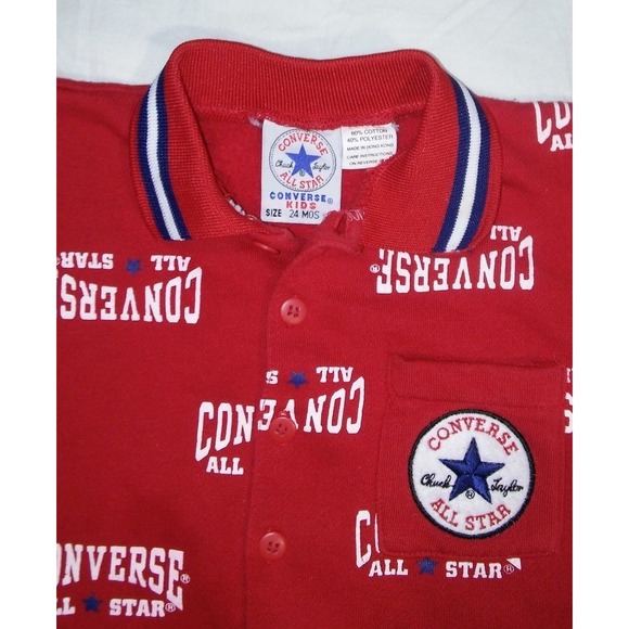 CONVERSE All Star Vintage Baby 24 M Red Jumpsuit Outfit Chuck Taylor Unisex - Picture 2 of 3